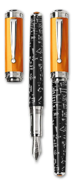 Sumer Orange Resin Fountain Pens Rhodium Trim from Signum® Italia