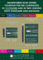 Monteverde® "Magnum" or "Long" Fountain Pen Ink Cartridges....8 per box.