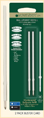 MonteVerde® Blue Ballpoint Refill Fits Pilot® and Papermate® Pens...medium point 2/pk: being discontinued