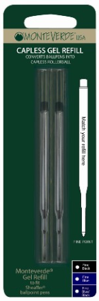 Capless Gel Ink refill - fits Sheaffer® by MonteVerde®....2 pack blister card