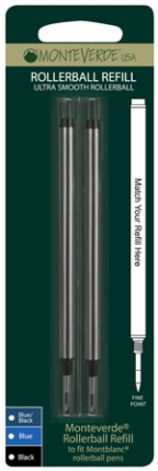 MonteVerde® Rollerball Ink refill fits-MontBlanc® [M222 & M232]....2 pack blister card/2 indivudal refills