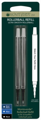 MonteVerde® Rollerball Ink refill fits-Sheaffer® [Classic style]....2 pack blister card/fine tip only