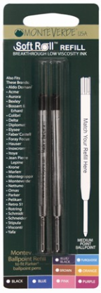 SoftRoll™ Ballpoint Ink refill - fits Parker® by MonteVerde®....2 pack