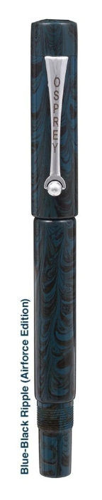 Milano Blue Black Airforce Ripple Fountain Pen with chrom nibsby Osprey Pens®