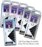 Private Reserve Ink® - Fountain Pen Ink Cartridges 12 per package [standard international size]..over 20 colors