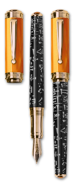 Sumer Orange Resin Fountain Pen with Rose Gold Trim & 18 karat gold nibs from Signum® Italia