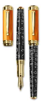 Sumer Orange Resin Fountain Pens Gold Trim from Signum® Italia