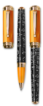 Sumer Orange Resin Ballpoint Pen with Rose Gold Trim from Signum® Italia