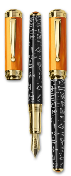 Sumer Orange Resin Fountain Pens Gold Trim and 18 karat gold nibs from Signum® Italia Sumer Orange Resin Fountain Pens Gold Trim and 18 karat gold nibs from Signum® Italia