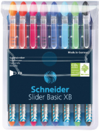 Slider Basic XB Ballpoint Eight Assorted Color Pack by Schneider® Slider Basic XB Ballpoint Eight Assorted Color Pack by Schneider®